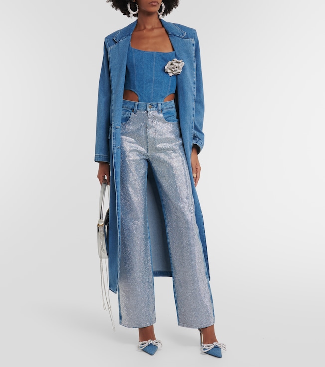 GIUSEPPE DI MORABITO Embellished high-rise wide-leg jeans