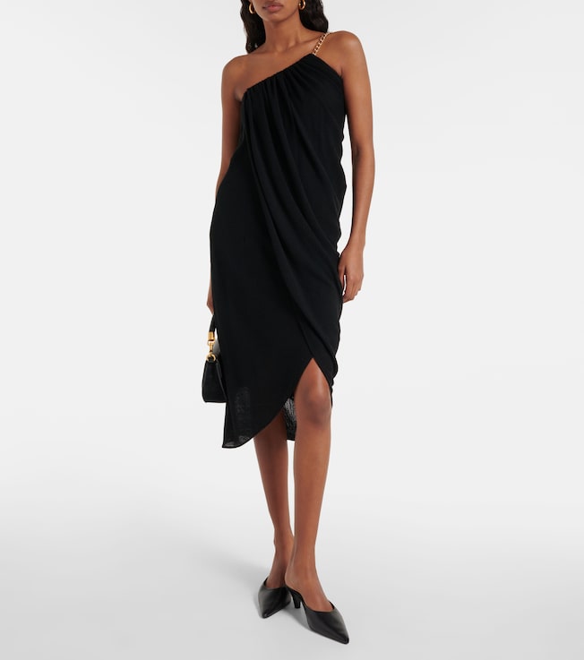 Chloé One-shoulder virgin wool midi dress