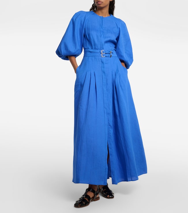 Gabriela Hearst Elea puff-sleeve linen maxi dress
