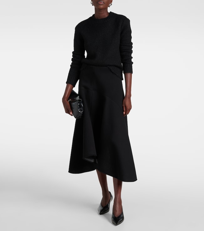 Plan C Pleated asymmetric midi skirt