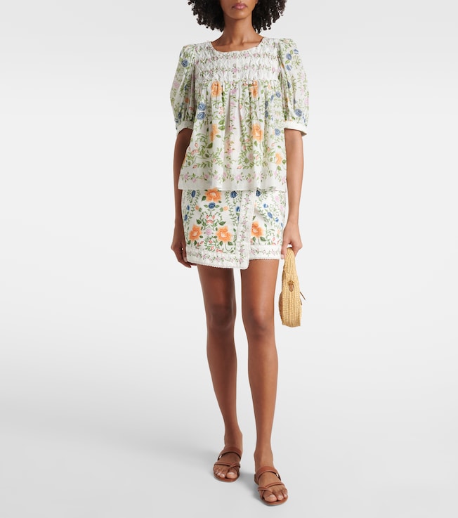 FARM Rio Folk Floral cotton miniskirt