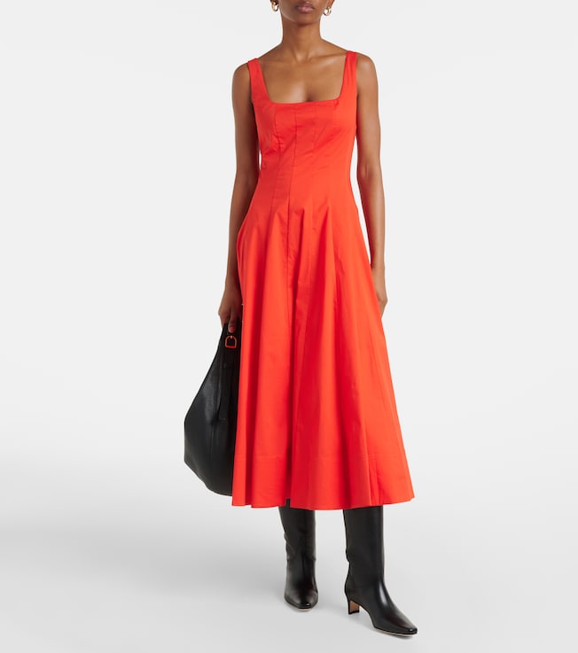 Staud Wells cotton poplin midi dress