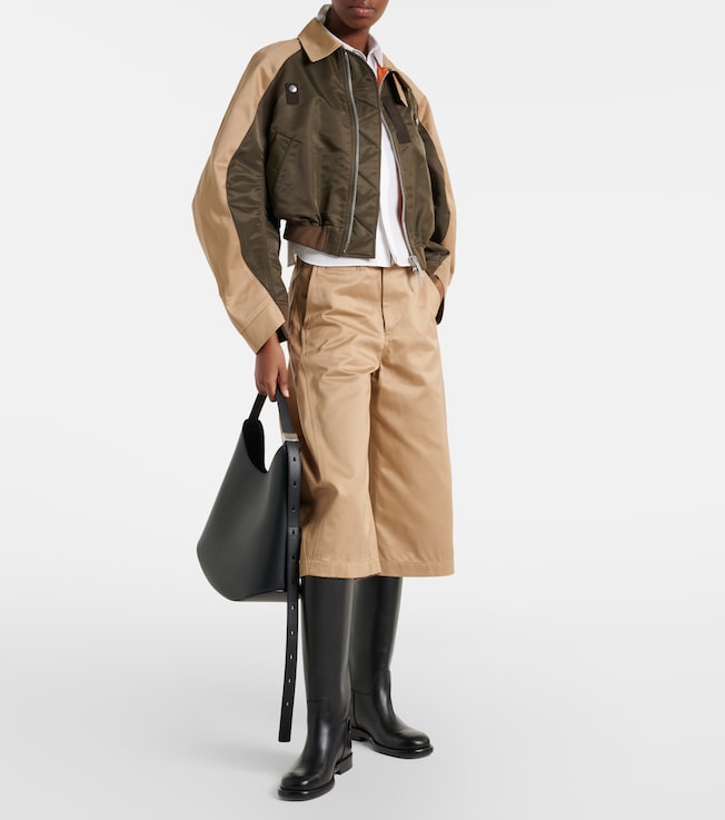 Sacai Cropped cotton chino and twill blouson jacket