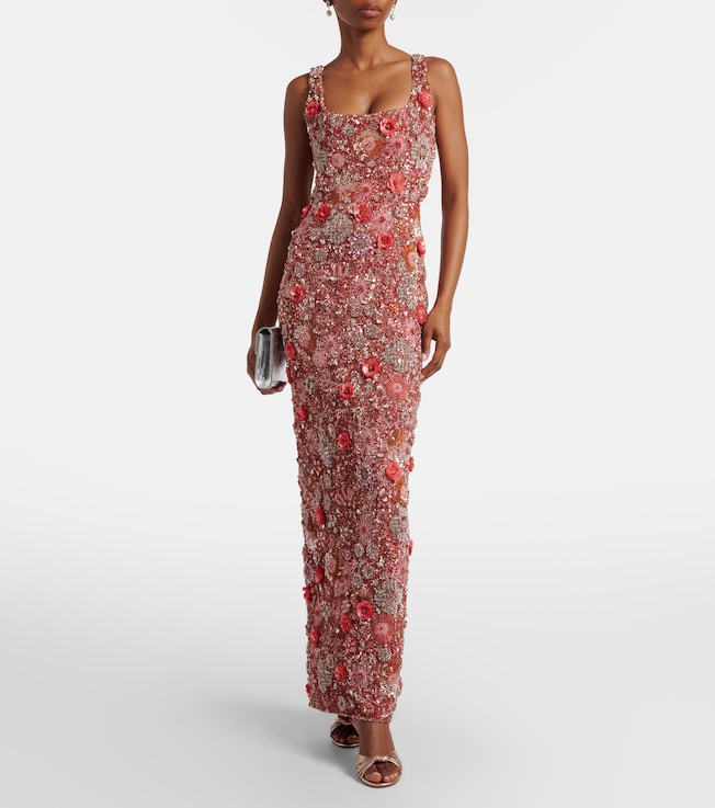 Rachel Gilbert Francesca embellished floral gown