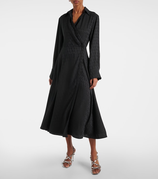Valentino Monogram silk midi dress