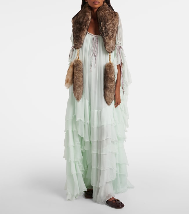 Chloé Ruffled tiered silk muslin gown