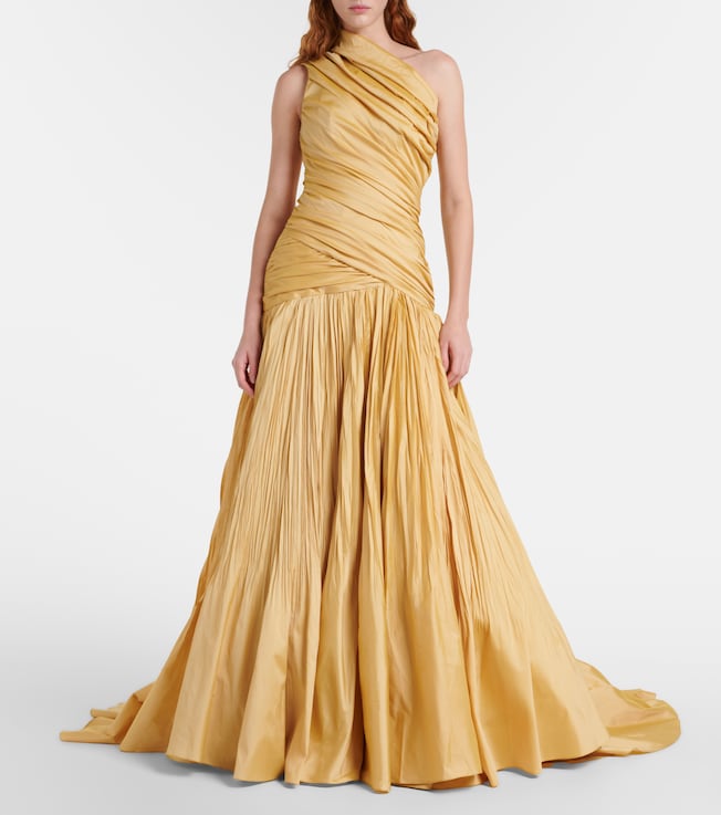 MARMAR HALIM Draped one-shoulder taffeta gown