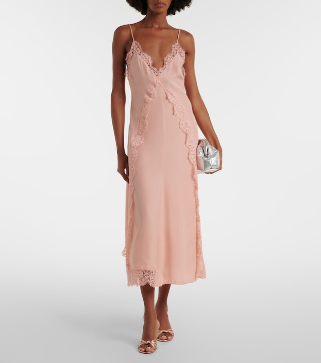Stella McCartney Lace-trimmed silk midi dress
