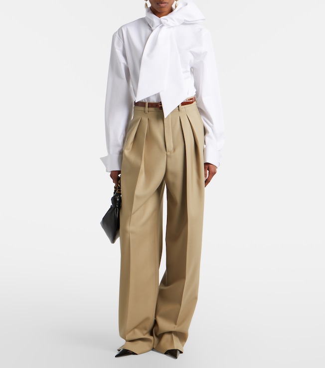 Saint Laurent Wool and silk wide-leg pants