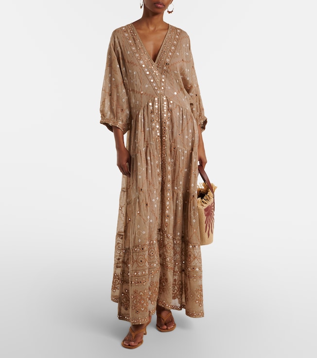 Juliet Dunn Embellished cotton maxi dress