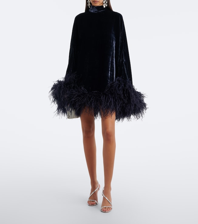 Taller Marmo Taller Marmo Vegas feather-trimmed velvet minidress