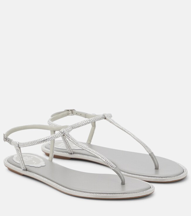 RENÉ CAOVILLA Diana embellished thong sandals