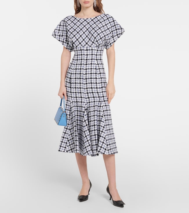 Carolina Herrera Houndstooth tweed midi dress