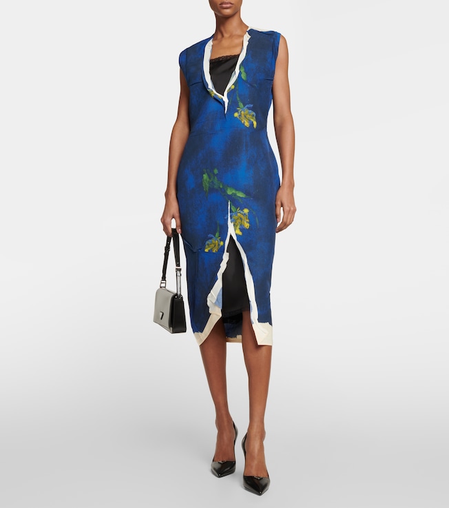 Prada Printed technical midi dress