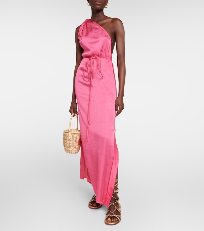 Poupette St Barth Isabelle one-shoulder satin kaftan