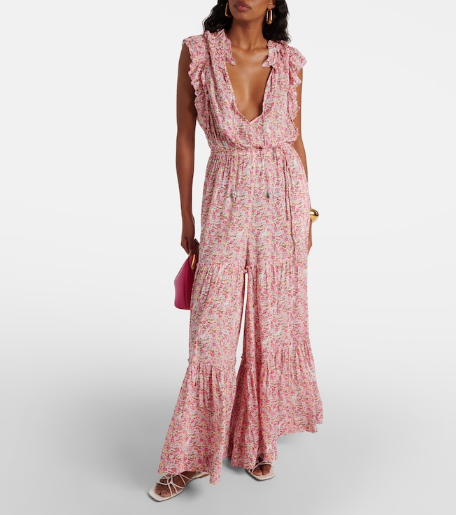 Poupette St Barth Belene floral ruffled jumpsuit