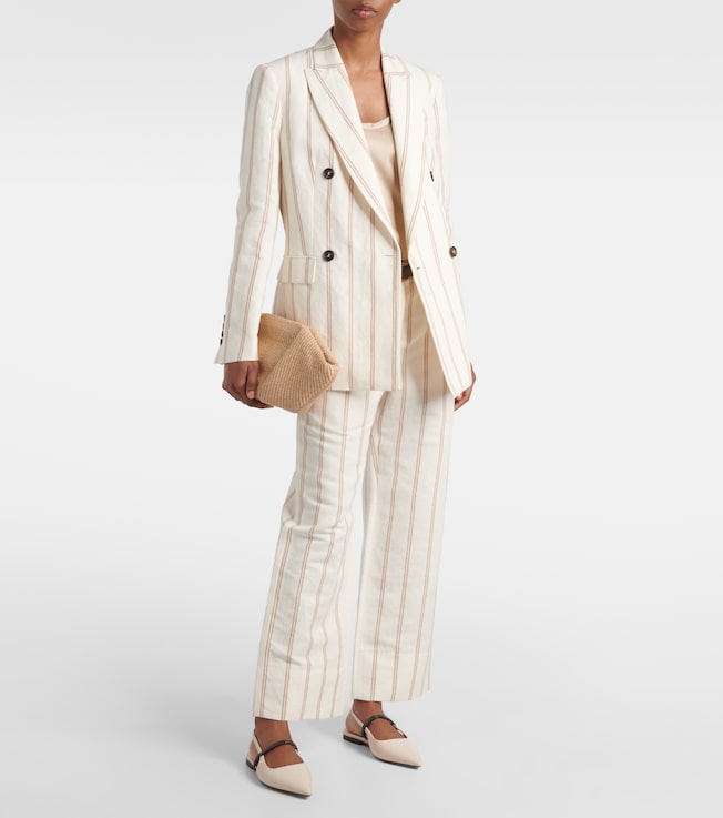 Brunello Cucinelli Striped linen and cotton blazer