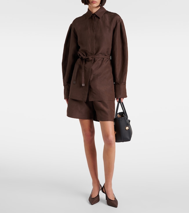 Max Mara Affari belted linen and silk shirt