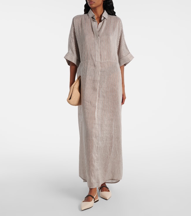 Brunello Cucinelli Striped linen and silk shirt dress