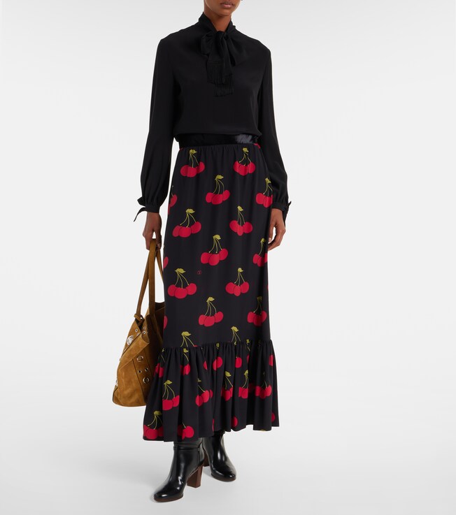 Valentino Printed silk maxi skirt