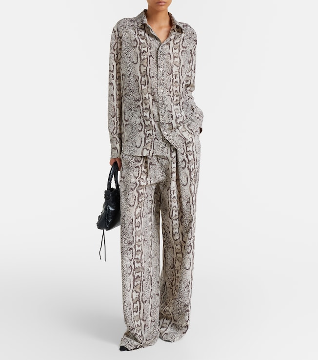 Balenciaga Snake-print silk palazzo pants