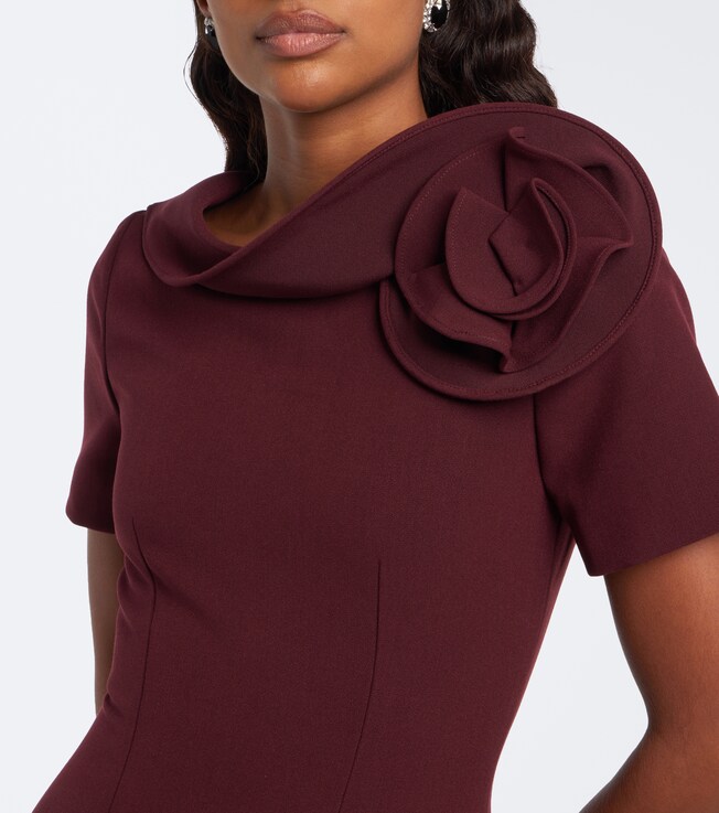 Roland Mouret Roland Mouret Floral-appliqué crêpe midi dress
