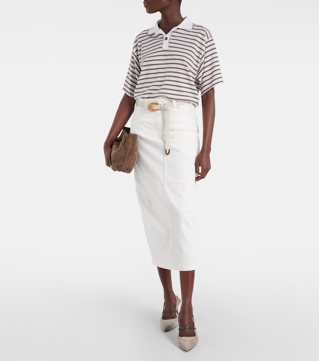 Brunello Cucinelli Denim midi skirt