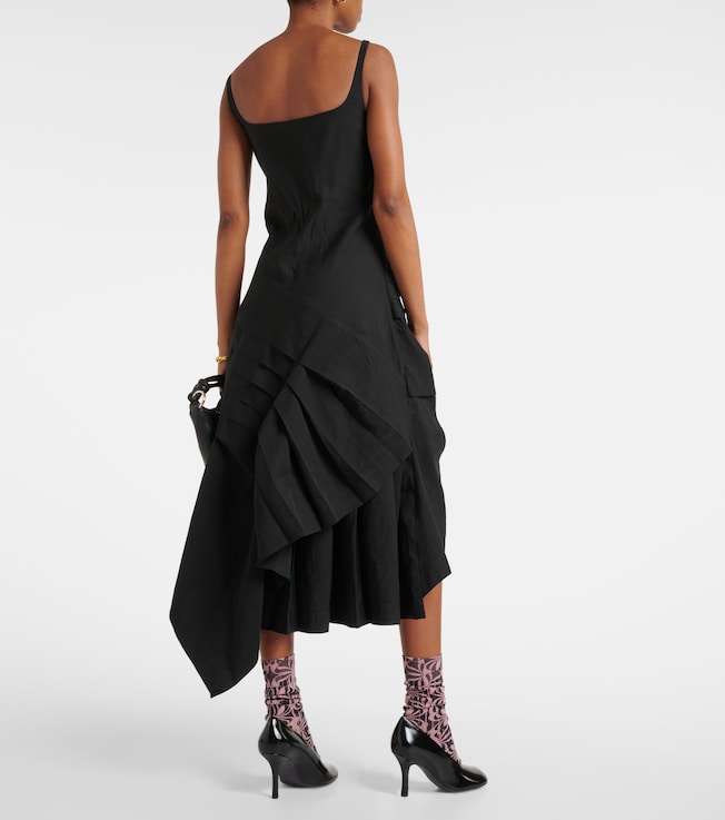 Dries Van Noten Dries Van Noten Draped pleated linen and cotton midi dress