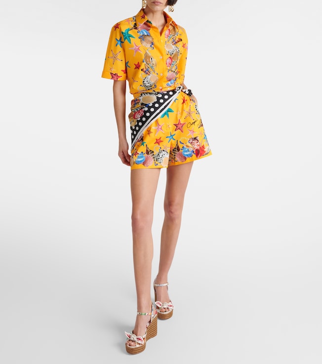 Dolce&Gabbana Capri printed high-rise cotton shorts