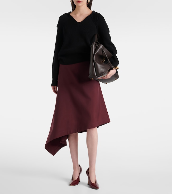 Bottega Veneta Asymmetric wool midi skirt