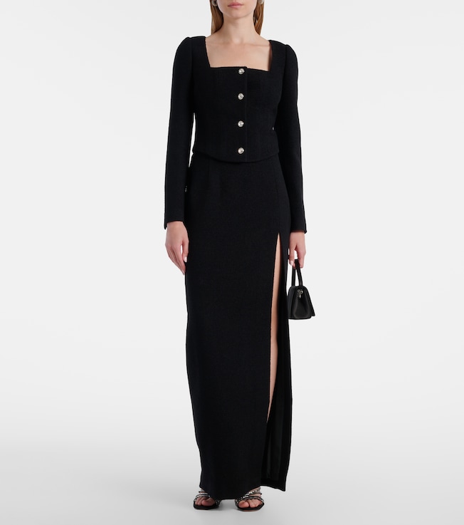 Alessandra Rich Wool-blend twill bouclé maxi skirt