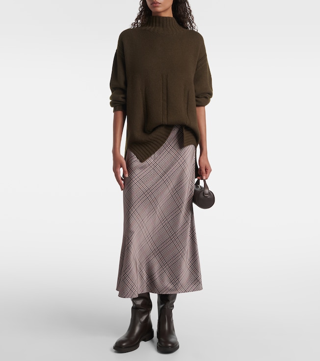 Vince Plaid satin slip skirt