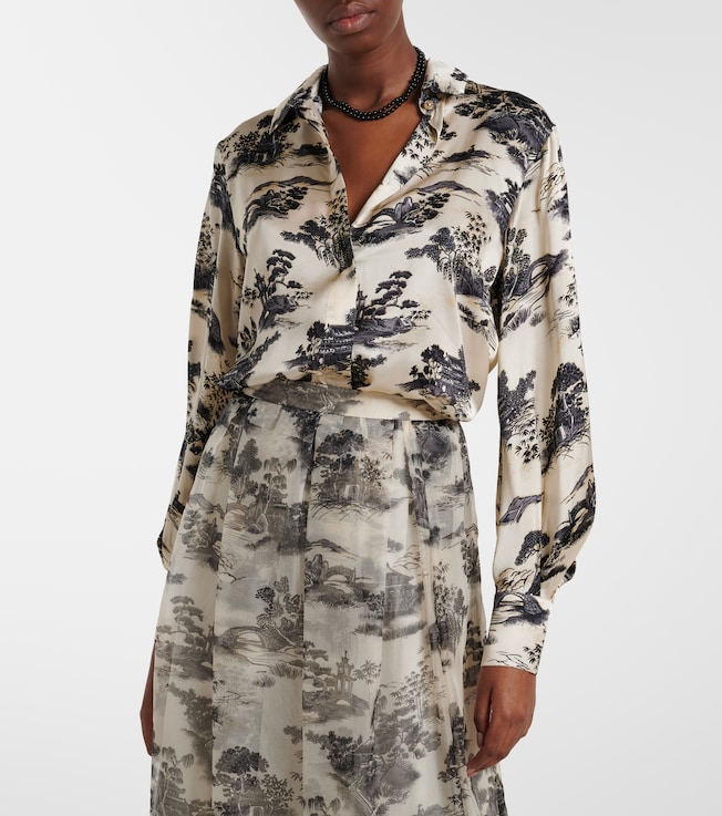 Max Mara Vetro printed silk satin shirt