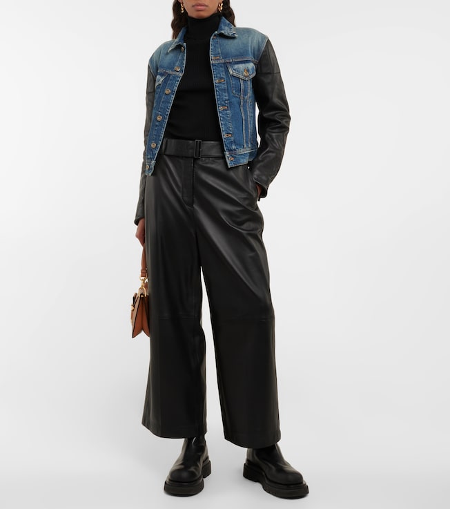 Tod's Leather-paneled denim jacket
