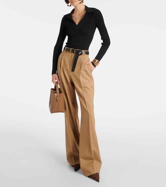 Saint Laurent Ribbed-knit polo sweater