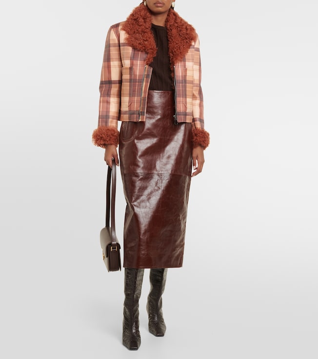Dodo Bar Or Ruben checked shearling-trimmed leather jacket