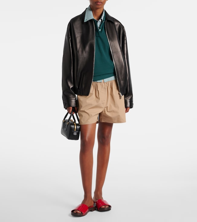 Miu Miu Logo leather jacket