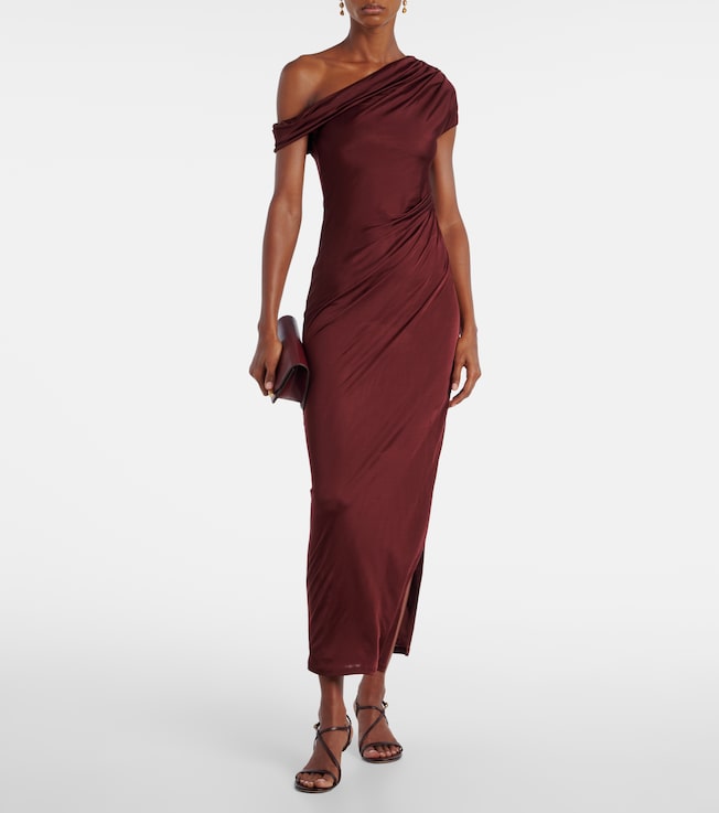 Galvan Asymmetric draped jersey maxi dress