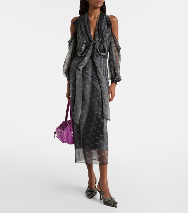 Acne Studios Draped printed sheer jersey midi dress