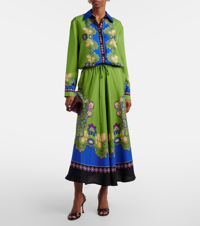 La DoubleJ Printed silk midi skirt