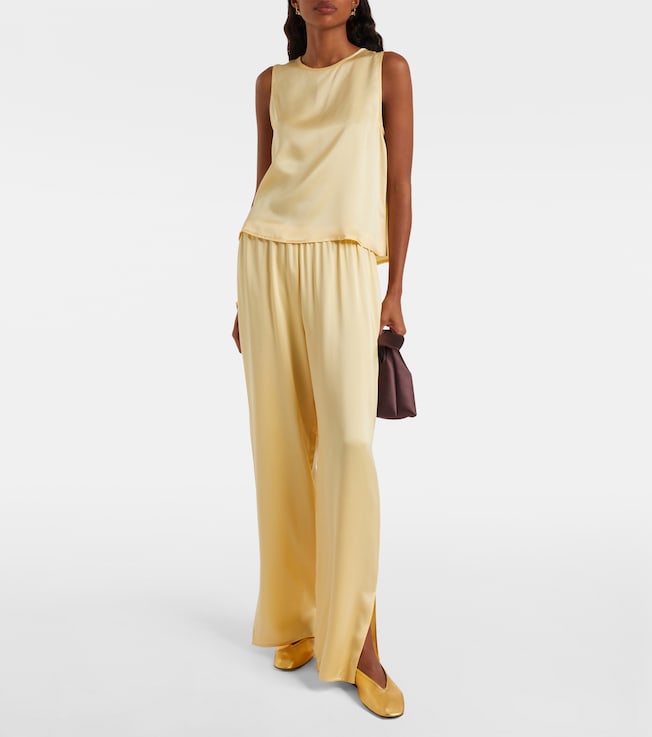 Asceno Loreto silk charmeuse wide-leg pants