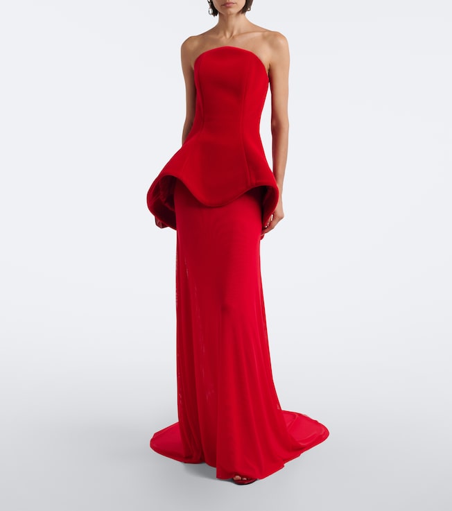 David Koma Peplum strapless gown