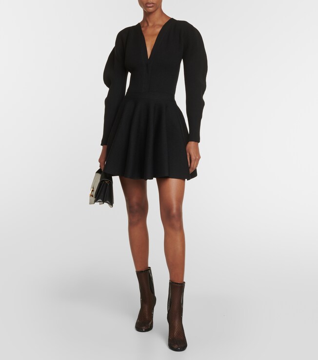 Alaïa Ribbed-knit wool-blend miniskirt