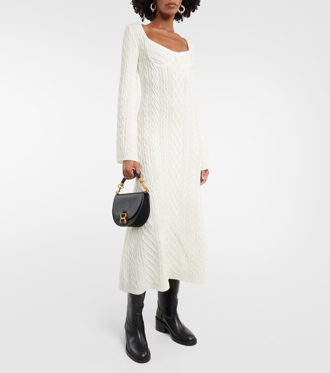 Chloé Cable-knit wool and cashmere midi dress