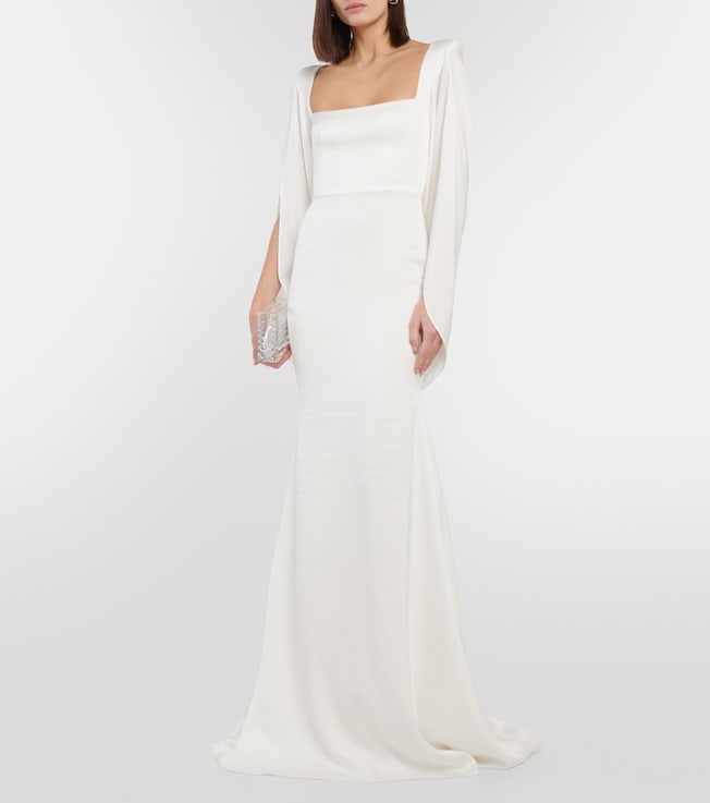 Alex Perry Bridal Portrait cape-detail satin gown