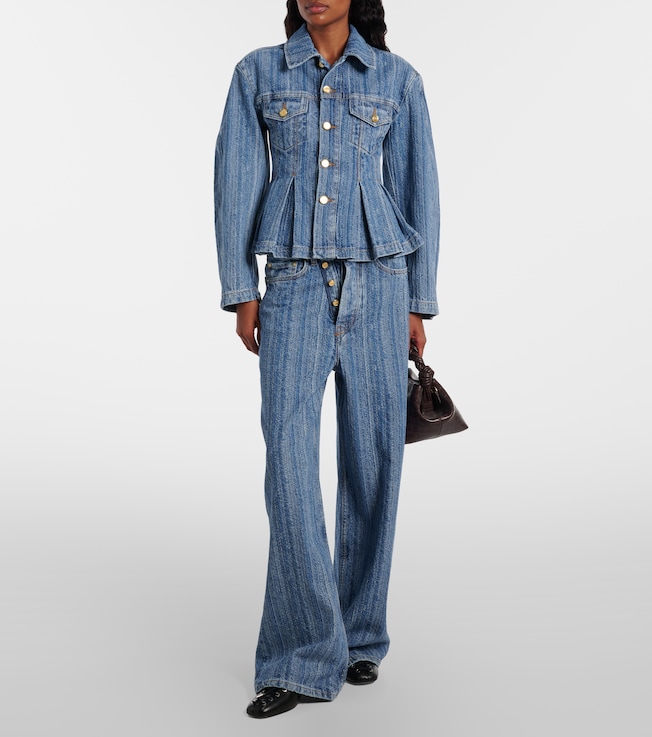 GANNI Striped wide-leg jeans