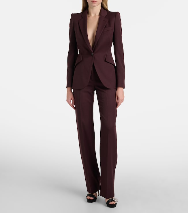 McQueen Wool grain de poudre straight pants