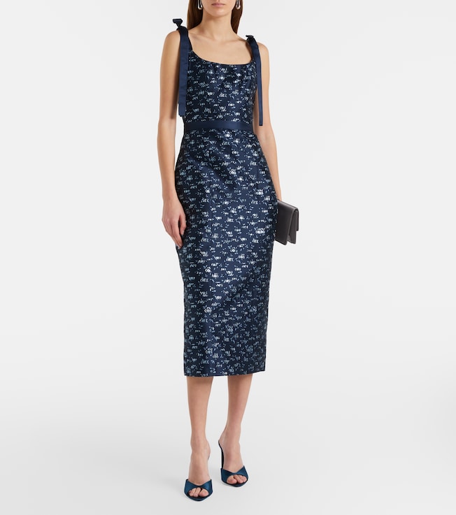 Markarian Acacia floral brocade corset dress