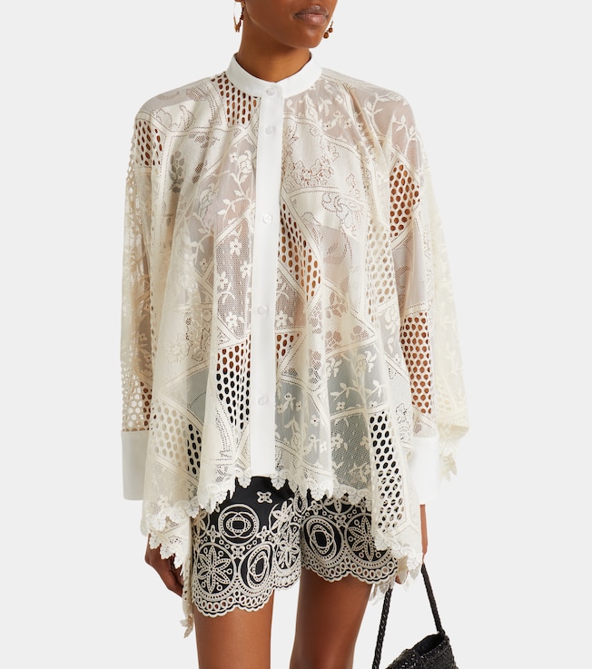 La DoubleJ Foulard cotton-blend lace shirt