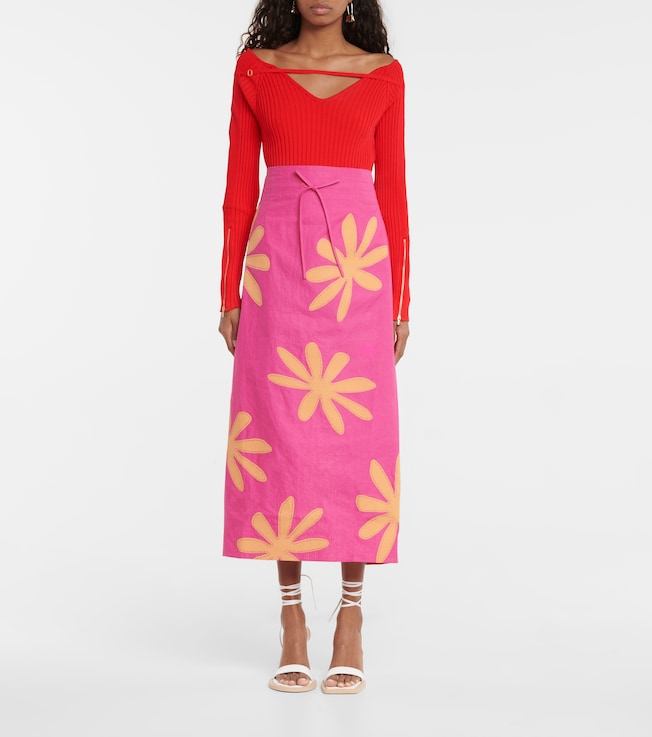 Jacquemus La Jupe Chouchou linen midi skirt